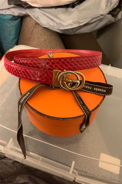 red skinny gucci belt|Gucci snakeskin belt.